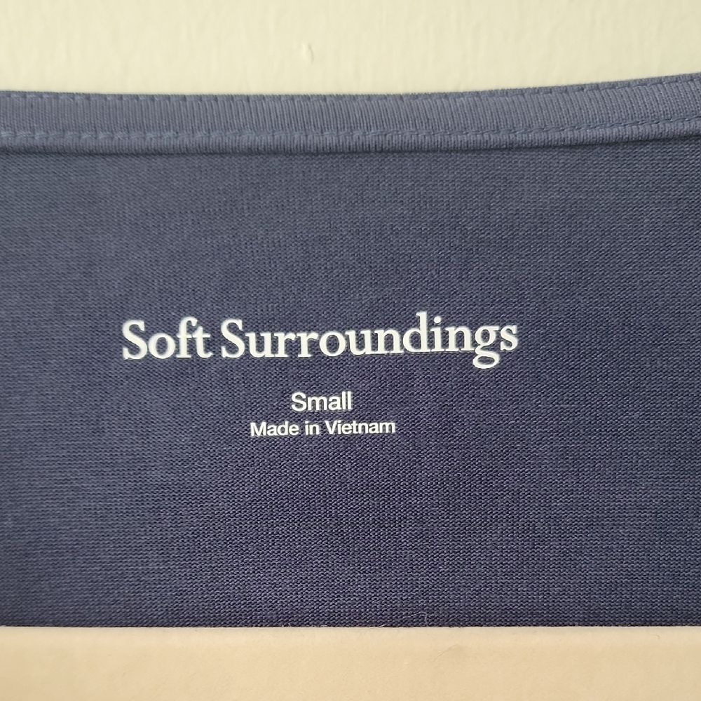 Soft Surroundings Drape Neck Long Sleeve Tee Blue Size S - Picture 3 of 13